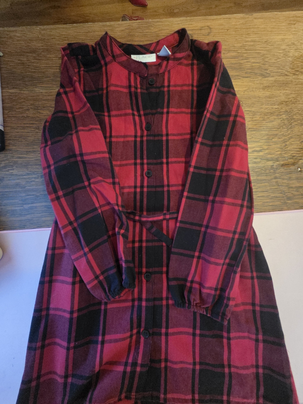 Place Red and Black Plaid Button-Up Top